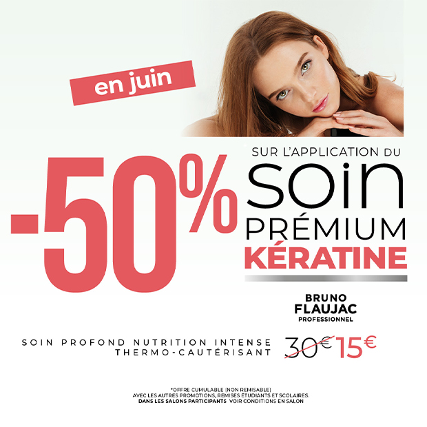 Bruno Flaujac : -50% sur l'application du soin prémium kératine !